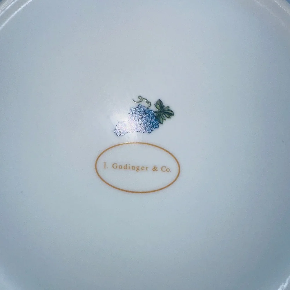 I. Godinger & Co. Porcelain Cake Plate and Server Set Grapes Motif Multicolor